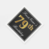 Elegant, Imitate Gold 79. Geburtstag + Individuell Serviette (Ecke)