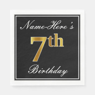 Elegant, Imitate Gold 7. Geburtstag + Individuelle Serviette