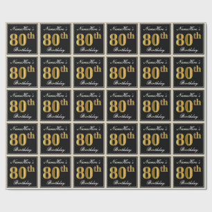 Elegant, Imitate Gold 80. Geburtstag + Individuell Geschenkpapier