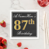 Elegant, Imitate Gold 87. Geburtstag + Individuell Serviette (Beispiel)