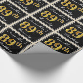 Elegant, Imitate Gold 89. Geburtstag + Individuell Geschenkpapier (Ecke)