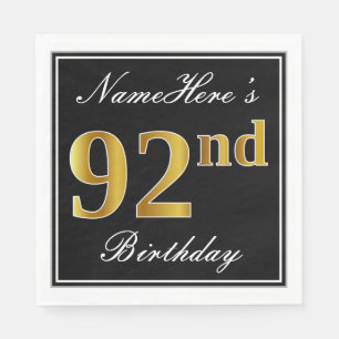 Elegant, Imitate Gold 92. Geburtstag + Individuell Serviette