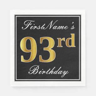 Elegant, Imitate Gold 93. Geburtstag + Individuell Serviette