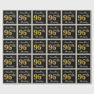 Elegant, Imitate Gold 96. Geburtstag + Individuell Geschenkpapier
