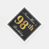 Elegant, Imitate Gold 98. Geburtstag + Individuell Serviette (Ecke)
