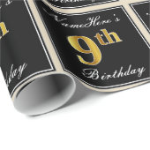 Elegant, Imitate Gold 9. Geburtstag + Individuelle Geschenkpapier (Rolleneckpunkt)