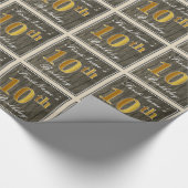 Elegant, Imitate Holz, Imitate Gold 10. Geburtstag Geschenkpapier (Ecke)