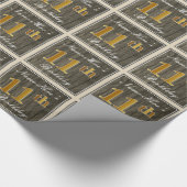 Elegant, Imitate Holz, Imitate Gold 11. Geburtstag Geschenkpapier (Ecke)