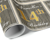 Elegant, Imitate Holz, Imitate Gold 14. Geburtstag Geschenkpapier (Rolleneckpunkt)
