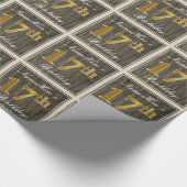 Elegant, Imitate Holz, Imitate Gold 17. Geburtstag Geschenkpapier (Ecke)
