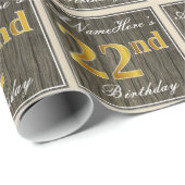 Elegant, Imitate Holz, Imitate Gold 22. Geburtstag Geschenkpapier (Rolleneckpunkt)