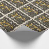 Elegant, Imitate Holz, Imitate Gold 27. Geburtstag Geschenkpapier (Ecke)