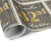 Elegant, Imitate Holz, Imitate Gold 32. Geburtstag Geschenkpapier (Rolleneckpunkt)