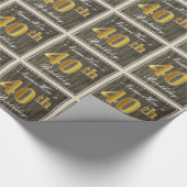 Elegant, Imitate Holz, Imitate Gold 40. Geburtstag Geschenkpapier (Ecke)
