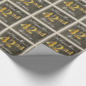 Elegant, Imitate Holz, Imitate Gold 42. Geburtstag Geschenkpapier (Ecke)