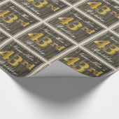 Elegant, Imitate Holz, Imitate Gold 43. Geburtstag Geschenkpapier (Ecke)