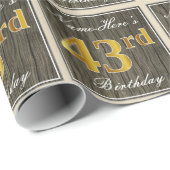 Elegant, Imitate Holz, Imitate Gold 43. Geburtstag Geschenkpapier (Rolleneckpunkt)