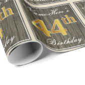 Elegant, Imitate Holz, Imitate Gold 44. Geburtstag Geschenkpapier (Rolleneckpunkt)