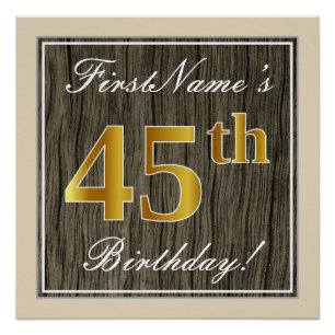 Elegant, Imitate Holz, Imitate Gold 45. Geburtstag Poster