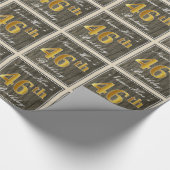 Elegant, Imitate Holz, Imitate Gold 46. Geburtstag Geschenkpapier (Ecke)