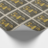 Elegant, Imitate Holz, Imitate Gold 54. Geburtstag Geschenkpapier (Ecke)