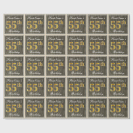 Elegant, Imitate Holz, Imitate Gold 55. Geburtstag Geschenkpapier