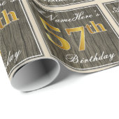 Elegant, Imitate Holz, Imitate Gold 57. Geburtstag Geschenkpapier (Rolleneckpunkt)