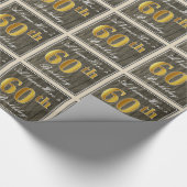 Elegant, Imitate Holz, Imitate Gold 60. Geburtstag Geschenkpapier (Ecke)