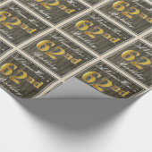 Elegant, Imitate Holz, Imitate Gold 62. Geburtstag Geschenkpapier (Ecke)