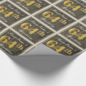 Elegant, Imitate Holz, Imitate Gold 64. Geburtstag Geschenkpapier (Ecke)