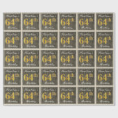 Elegant, Imitate Holz, Imitate Gold 64. Geburtstag Geschenkpapier (Flach)