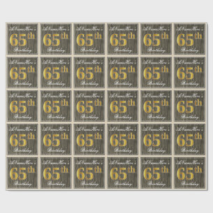 Elegant, Imitate Holz, Imitate Gold 65. Geburtstag Geschenkpapier