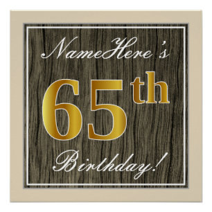 Elegant, Imitate Holz, Imitate Gold 65. Geburtstag Poster
