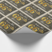 Elegant, Imitate Holz, Imitate Gold 66. Geburtstag Geschenkpapier (Ecke)