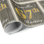Elegant, Imitate Holz, Imitate Gold 67. Geburtstag Geschenkpapier (Rolleneckpunkt)