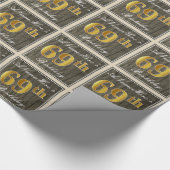 Elegant, Imitate Holz, Imitate Gold 69. Geburtstag Geschenkpapier (Ecke)
