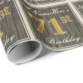 Elegant, Imitate Holz, Imitate Gold 71. Geburtstag Geschenkpapier (Rolleneckpunkt)