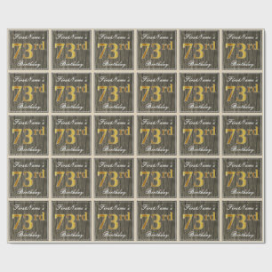 Elegant, Imitate Holz, Imitate Gold 73. Geburtstag Geschenkpapier