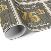 Elegant, Imitate Holz, Imitate Gold 76. Geburtstag Geschenkpapier (Rolleneckpunkt)