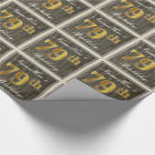 Elegant, Imitate Holz, Imitate Gold 79. Geburtstag Geschenkpapier (Ecke)