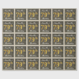 Elegant, Imitate Holz, Imitate Gold 79. Geburtstag Geschenkpapier