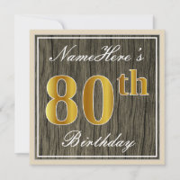 Elegant, Imitate Holz, Imitate Gold 80. Geburtstag