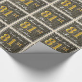 Elegant, Imitate Holz, Imitate Gold 81. Geburtstag Geschenkpapier (Ecke)