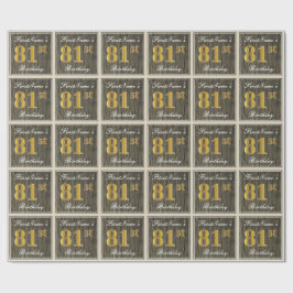 Elegant, Imitate Holz, Imitate Gold 81. Geburtstag Geschenkpapier