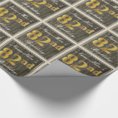 Elegant, Imitate Holz, Imitate Gold 82. Geburtstag Geschenkpapier (Ecke)