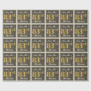 Elegant, Imitate Holz, Imitate Gold 83. Geburtstag Geschenkpapier