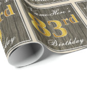 Elegant, Imitate Holz, Imitate Gold 83. Geburtstag Geschenkpapier (Rolleneckpunkt)