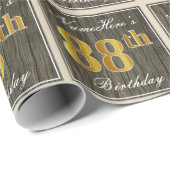 Elegant, Imitate Holz, Imitate Gold 88. Geburtstag Geschenkpapier (Rolleneckpunkt)