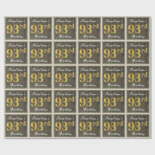Elegant, Imitate Holz, Imitate Gold 93. Geburtstag Geschenkpapier