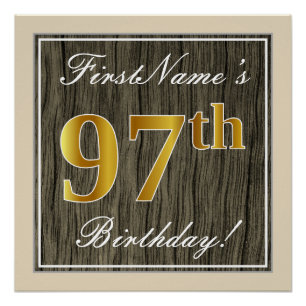 Elegant, Imitate Holz, Imitate Gold 97. Geburtstag Poster